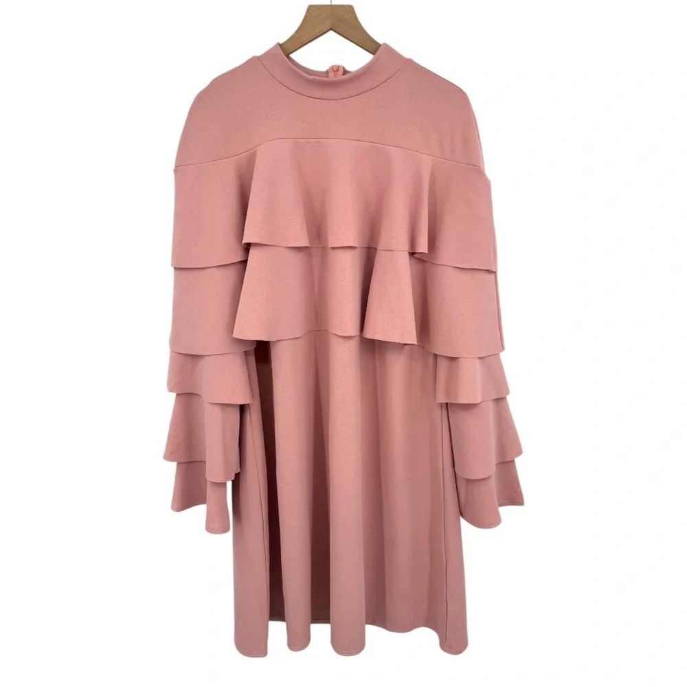 Club London Pink Ruffle Tiered Mini Dress Plus Size 24 US 6XL - Picture 2 of 6